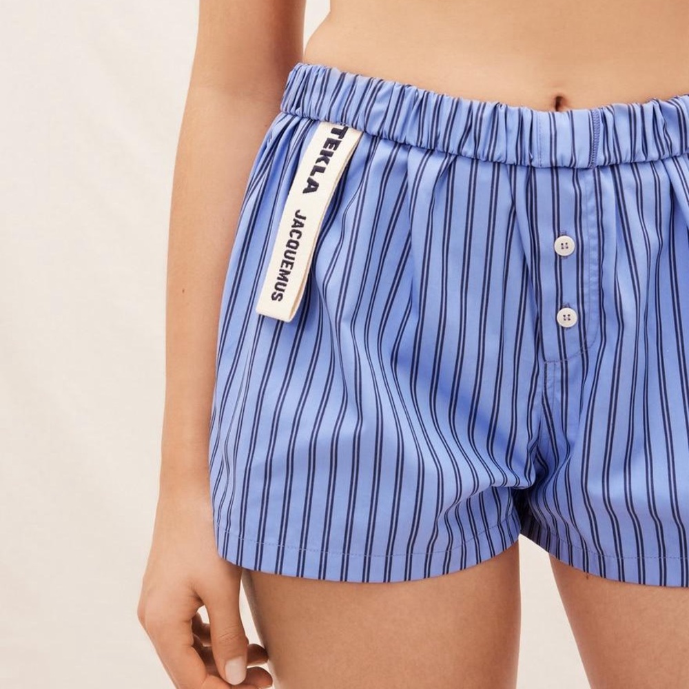 Jacquemus x TEKLA Blue Striped Organic Cotton SHORTS
